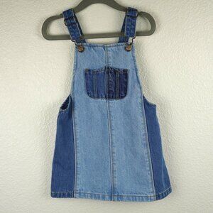 Zara Kids Patch Pocket Denim Jumper Dress 2-3Y Colorblock Overalls NWT